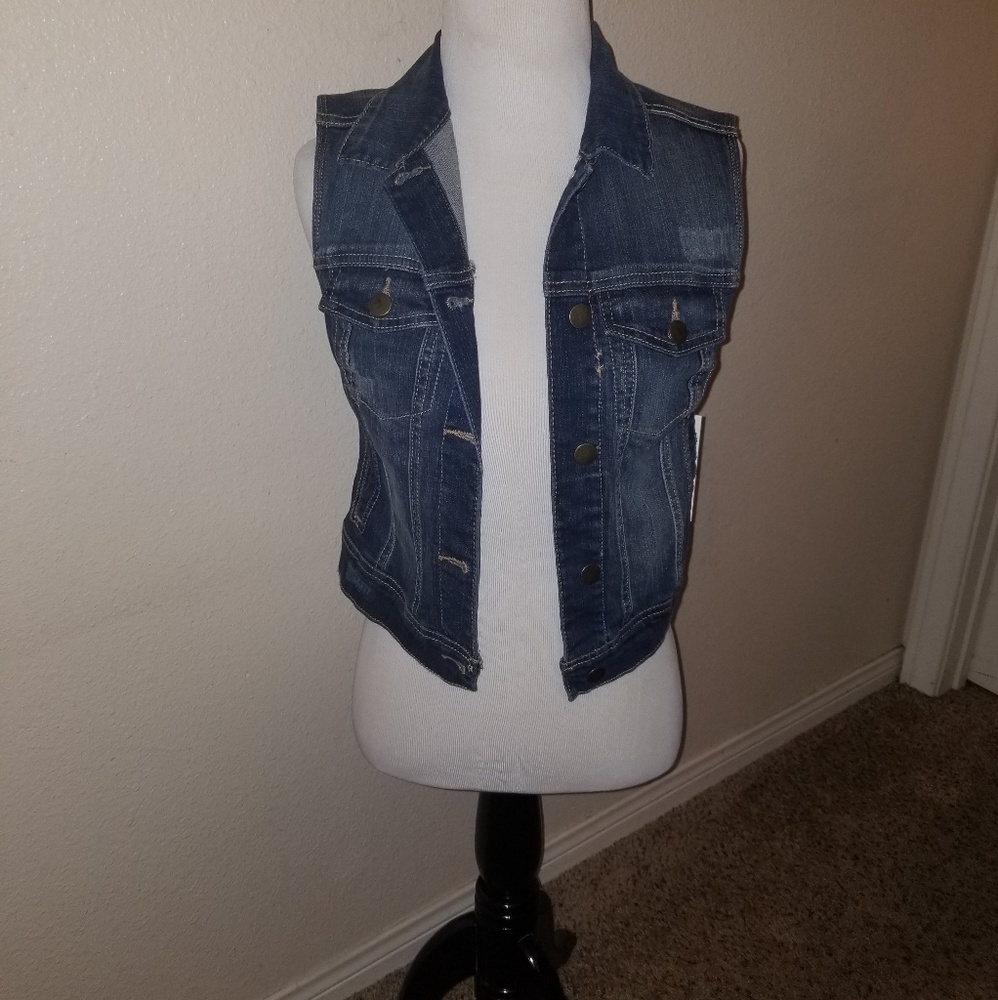 Aqua denim vest jacket